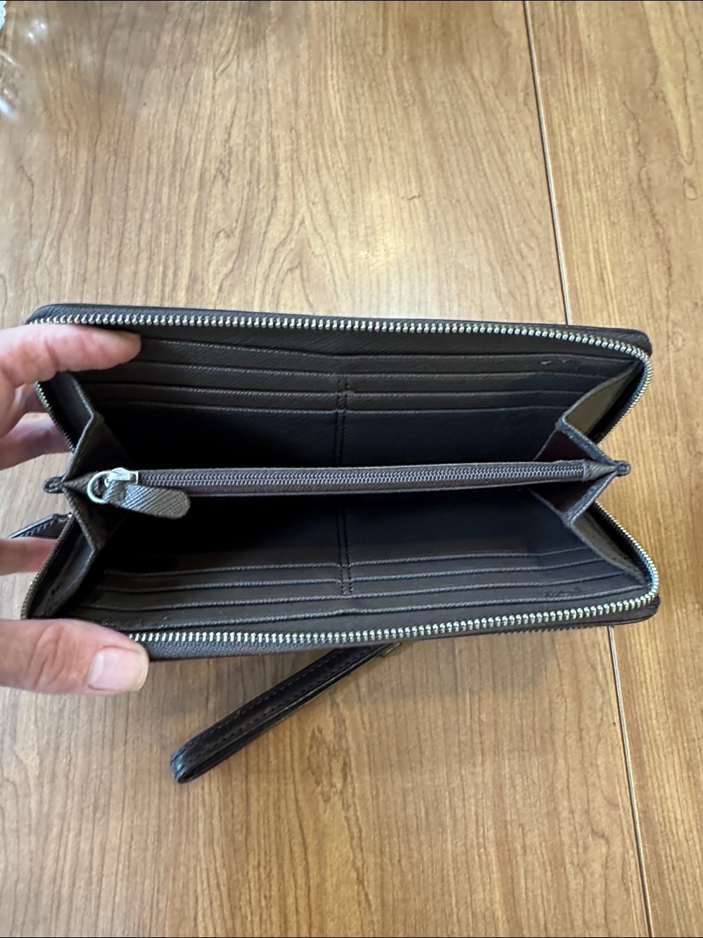 Coach Brown Signature Canvas Wristlet Wallet Clutch with Dark Brown Trim - Picture 3 of 6